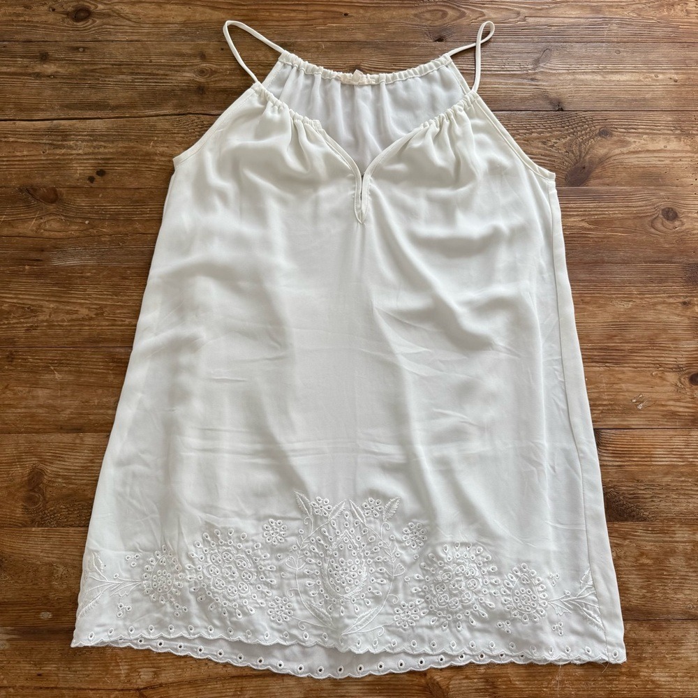 Oliviaceous Ivory Lace Embroidered Coquette-Girl Chemise Slip Dress Small EUC